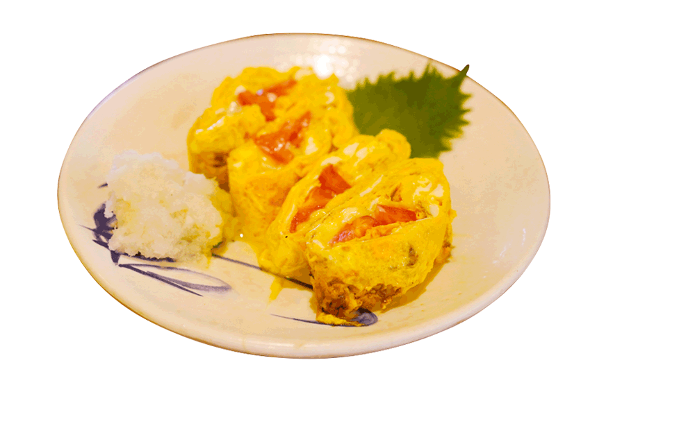 トマトとチーズの玉子焼きの写真